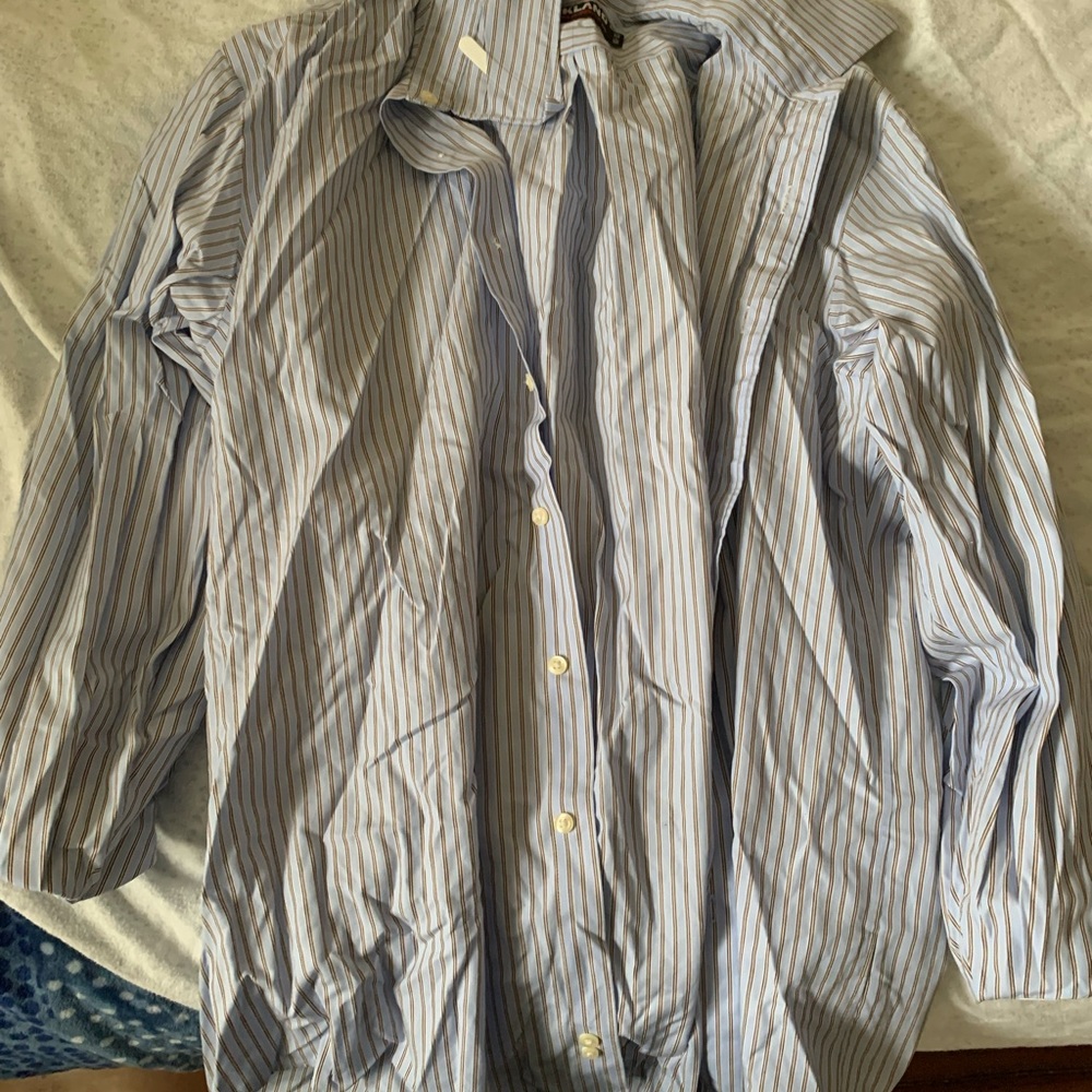 Light blue long sleeved collared dress shirt